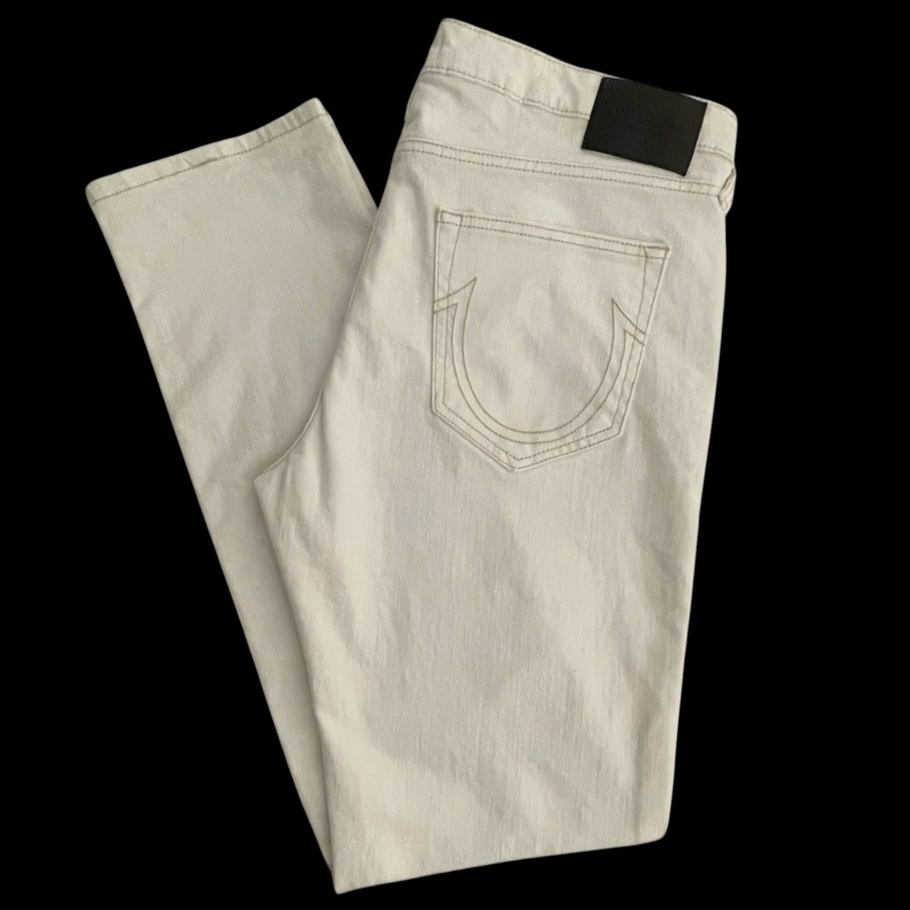 True Religion Rocco Relaxed Skinny Jeans Mens Size 36 x 32 White Denim Stretch